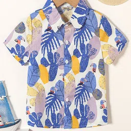 INCLUD Boys Spread Collar Abstract Printed Cotton Casual Shirt-picture-17