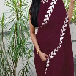 Jihana Fab Women Solid Embroidered Border Saree image 1