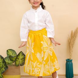 Superminis Girls High Neck Pure Cotton Shirt With Skirt-picture-31