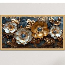 DEKORSTATION Gold-Toned & White 1 Piece Canvas Floral and Botanical Wall Paintings-picture-7