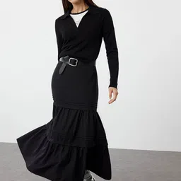 Trendyol Solid Tired Casual Maxi Skirt image 4