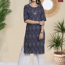 HERE&NOW Selection Of 2 Bandhani Printed Round Neck Straight Kurtas-picture-36