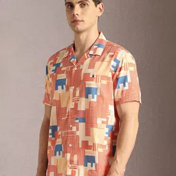 Louis Philippe Jeans Printed Spread Collar Short Sleeves Cotton Slim Fit Shirt image 3