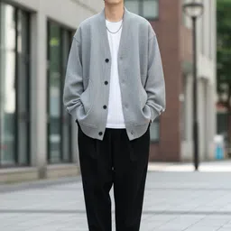 HERE&NOW Men Grey Long Sleeves Cardigan-picture-12