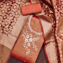 KALINI Floral Embroidered Beads and Stones Unstitched Dress Material-image-68