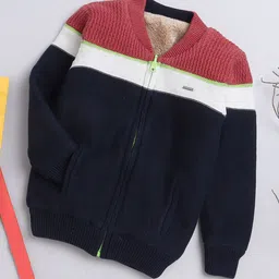 Yellow Apple Boys Colourblocked Woollen Reversible Cardigan-picture-14