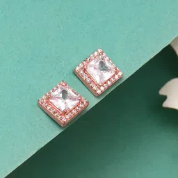 GIVA 925 Sterling Silver Rose Gold-Plated Square Studs Earrings image 1