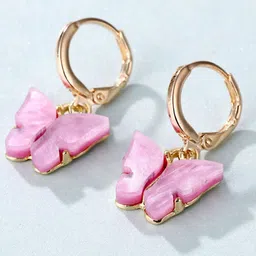 DressBerry Elegant Stainless Steel Gold Plated Quirky Hoop Earrings-picture-11