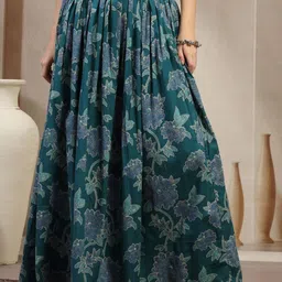 SUNEKH Self Designed Cotton Flared Maxi Skirts-picture-30