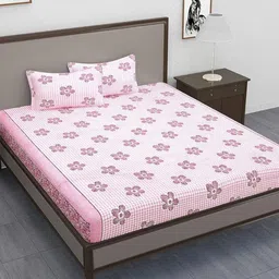 METRO LIVING Pink & Black Printed Microfiber 104 TC Queen Bedsheet Set 2.35 m x 2.1 m-image-69
