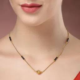 Anouk Set Of 5 Gold-Plated Cubic Zirconia Studded & Beaded Mangalsutras image 4