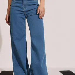 DOLCE CRUDO Women Wide Leg High-Rise Stretchable Jeans-image-36