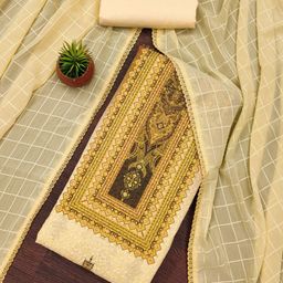 Panzora Embroidered Sifli Work Unstitched Dress Material-picture-5
