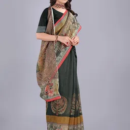 Kemza Floral Printed Saree With Blouse Piece image 3