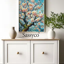 Sassyco Blue & Pink 1 Piece Canvas Floral and Botanical Wall Paintings-picture-24