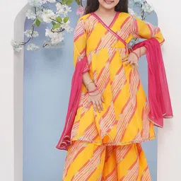 Bitiya by Bhama Girls Printed Angrakha Sequinned Kurta with Sharara & With Dupatta-image-61