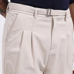 The Indian Garage Co Men Textured Pleated Regular Fit Regular Trousers image 2