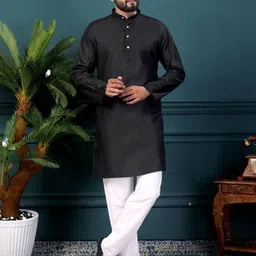 BH FAB Men Black Cotton Kurtas image 4