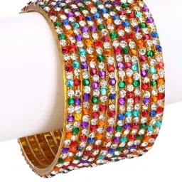 SOMIL Set Of 24 Multi Alloy Artificial Stones and Beads Antique Bangles image 2