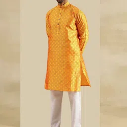 SOJANYA Geometric Embroidered Mandarin Collar Straight Kurta With Pyjamas & Nehru Jacket image 2