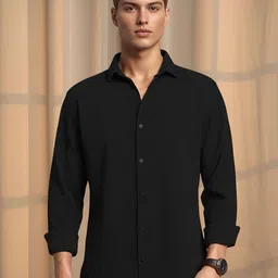 Metronaut Textured Spread Collar Casual Shirt-picture-19