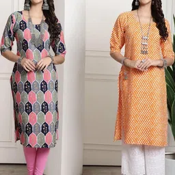 Ethnic basket Women Pack Of 2 Multicoloured Crepe Kurtas-picture-24