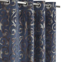GEET CREATIONS Navy Blue Set of 2 Floral Room Darkening Door Curtain-picture-11