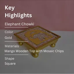 THE HOME CO. Yellow & Pink Glossy Wooden Rectangular Chowki image 5