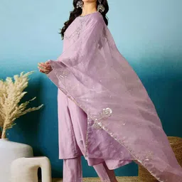 Navlik Ethnic Motifs Yoke Design Mirror Work Kurta With Trousers & Dupatta image 3