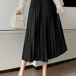 Blooming Tales Flared Midi Pleated Skirt-image-54