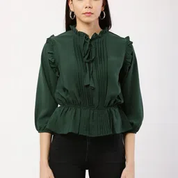 MUMRAA Tie-Up Neck Ruffles Crepe Top-picture-39