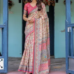 ALMAARI FASHION Floral Printed Pure Cotton Saree image 3
