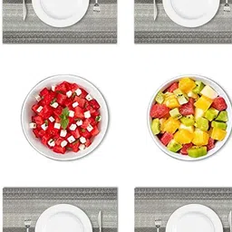 LUXEHOME INTERNATIONAL Silver Toned 6 Pieces Textured Anti Skid Table Placemats image 5