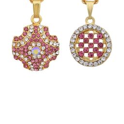 missmister Gold plated SET of 2 Pinkish Red Colour and White CZ Fashion chain pendant-picture-42