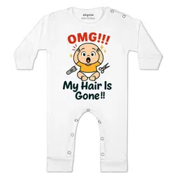 Omg My Hair is Gone Printed Baby Rompers-image-9