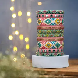 Taasha Craft Gulal Set Of 10 Thread Bangles-picture-36