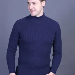 Dzant Men Ribbed Turtle Neck Long Sleeves Pullover Sweaters-image-95