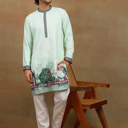 SWAGGINDIA Men Floral Embroidered Thread Work Floral Kurta-picture-21