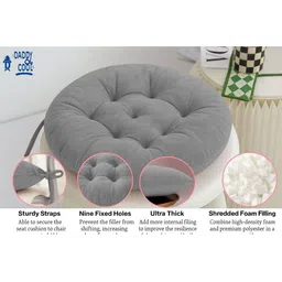 DADDY COOL Pack of 2 Round Ultra-Thick Long-Lasting Soft Chair Cushions image 3