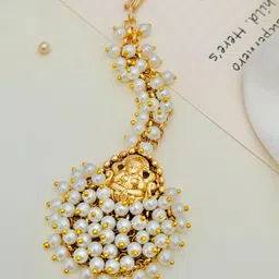 ABDESIGNS Gold-Plated Stones and Beaded Studded Maang Tikka Head Jewellery-picture-24