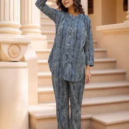 all about you Printed Mandarin Collar Neck Shirt With Trousers Co-Ords image 5