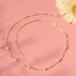 Mia by Tanishq 14KT Yellow Gold & Pearls Lustrous Pearls Knot Chain-picture-15