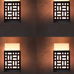 Gojeeva Black and White 4 Pieces Wooden Square Shaped Wall Lamps-picture-15