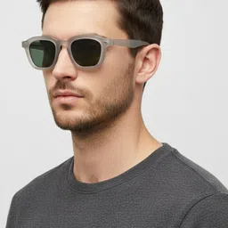goglassic Unisex Green Lens & Black Rectangle Sunglasses with-picture-30