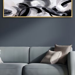 Myntra Elegant Homes Black & White Brush Strok Abstract Designs Canvas Wall Painting-picture-26