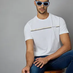 LOUIS STITCH Men Super Combed Cotton White Regular Fit Round Neck T-Shirt-picture-29