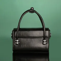 HAUTE SAUCE by Campus Sutra Textured Leather Half Moon Satchel with Quilted image 1