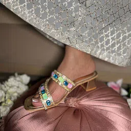 SANDAL STORIES Embellished PU Party Block Sandals image 4