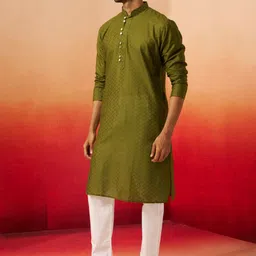VASTRAMAY Men Emboridered Regular Kurta with Pyjamas image 4