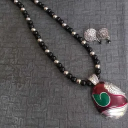 Swaroop designer Black & Silver Beads Jewellery Set-picture-12
